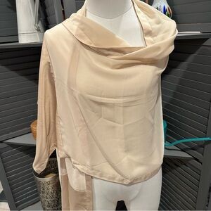Elegant Cream Sheer Wrap with Satin Trim